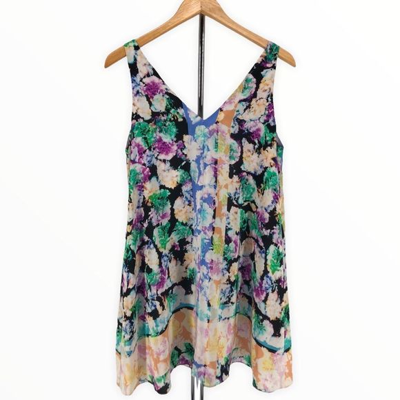 Nanette Lepore Silk Wildflower Shift Dress Sleeveless V Neck size XS - Picture 8 of 13
